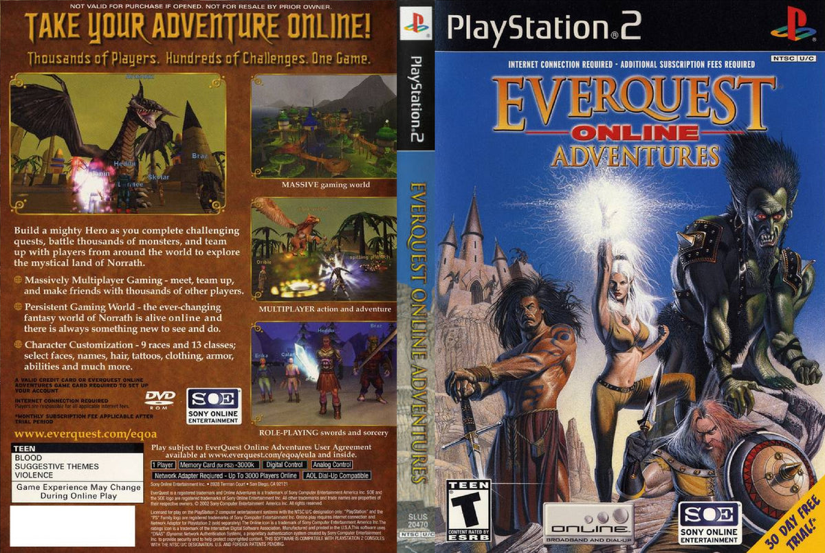 Sony PLAYSTATION 2 Game Everquest Online Adventures Dt. Pal Role Game/Mmorpg
