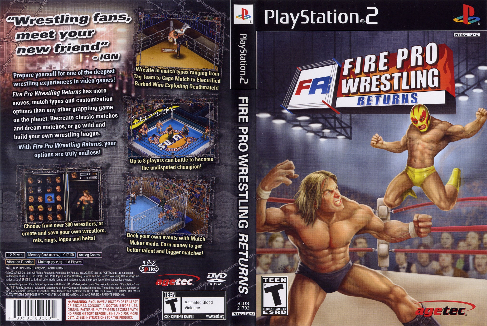 PS2 ソフト ファイプロ・リターンズ(FIRE PROWRESTLING RETURNS) Spike The Best(SLPM-66388) スパイク 中古即納』{PS2} ファイプロ・リターンズ(FIRE PROWRESTLING