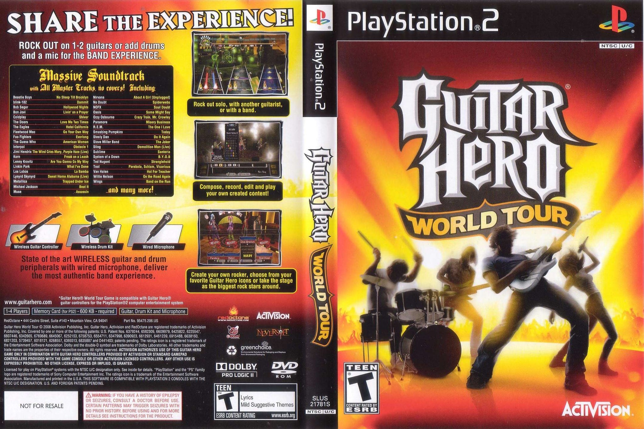  PS2 Guitar Hero World Tour Guitar Kit : Video Games